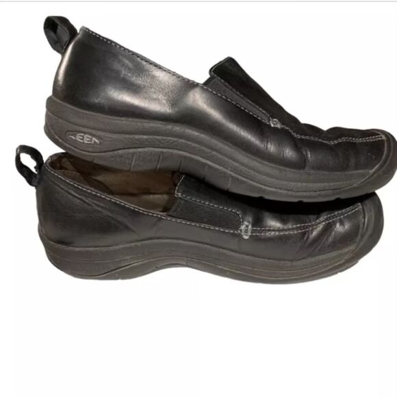 Keen Verona Shoes Womens Sz 7.5 Slip On Loafers Black Leather - Picture 1 of 11